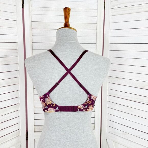 Victoria’s Secret Uplift Semi Demi Multiway Underwire Bra Maroon Paisley 34B - Picture 5 of 11